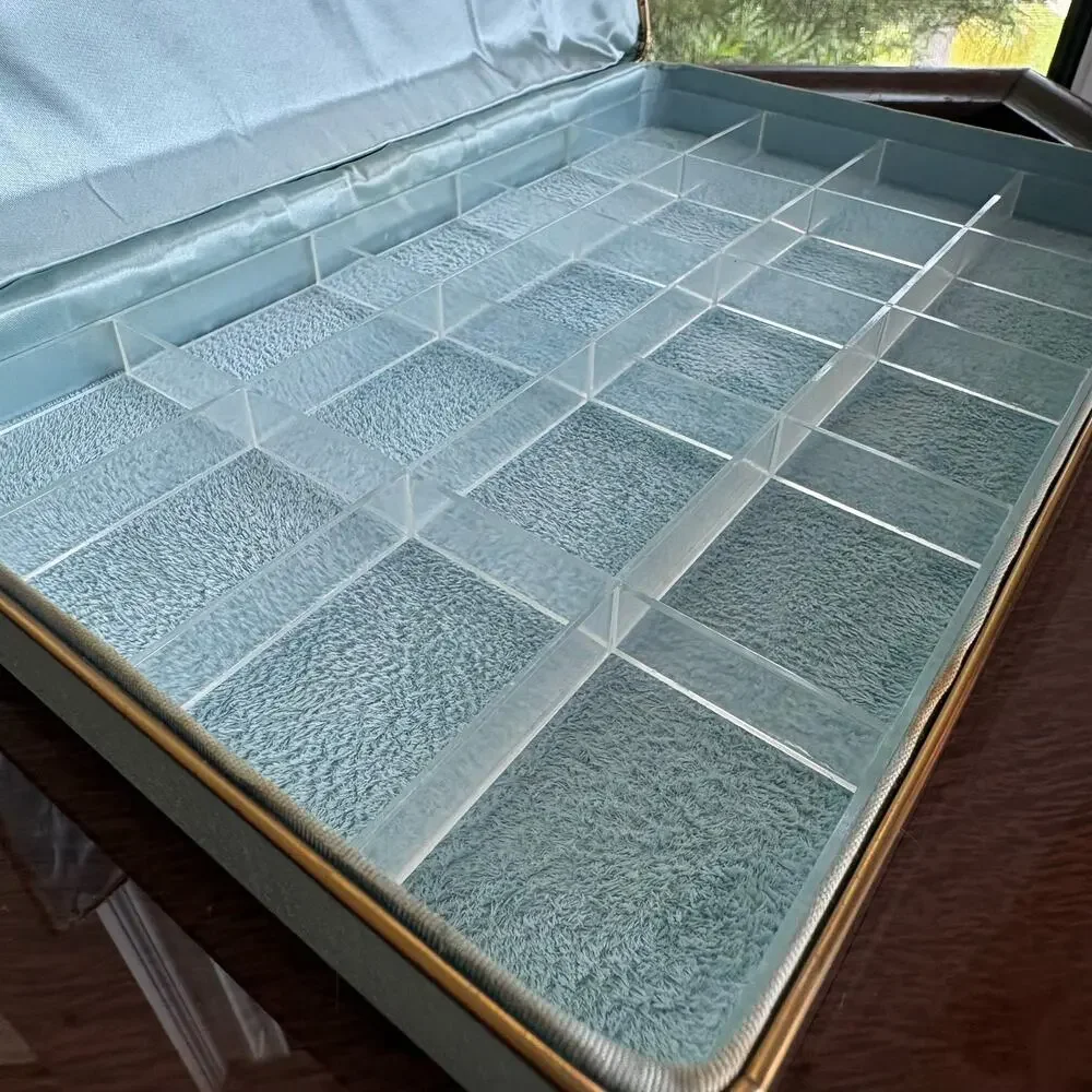 Vintage Farrington Texol Blue Floral Jewelry Box, Hard Case Organizer